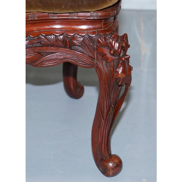 Vintage Chinese Red Lacquered Carved Elm Armchair with Heavy Foliage Detailing For Sale - Image 12 of 18