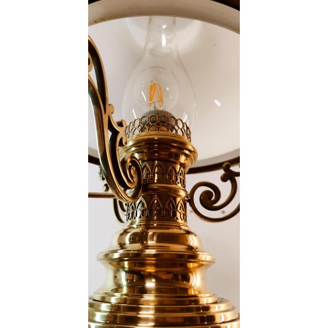 Brass and Opal Glass Floor Lamp For Sale - Image 9 of 18