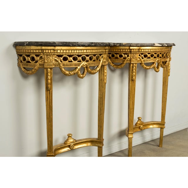 Pair of 18th Century French Louis XVI Giltwood Demilune Tables For Sale - Image 10 of 18