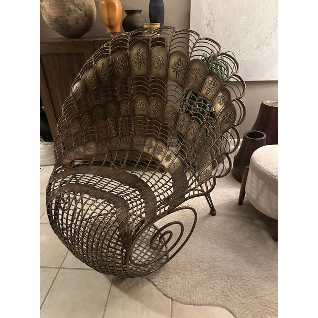 Mid 20th Century Wrought Iron Peacock Chair For Sale - Image 4 of 13