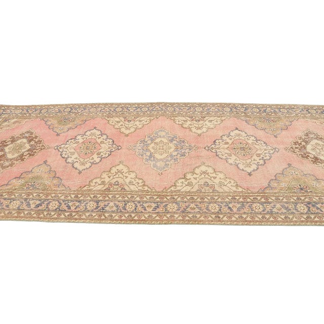 Traditional Mid 20th Century Vintage Turkish Distressed Area Rug For Sale - Image 3 of 7