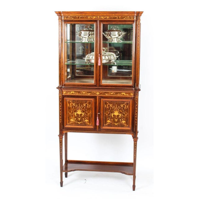 Antique Edwardian Inlaid Display Cabinet from Edwards & Roberts, 19th-Century For Sale - Image 3 of 18