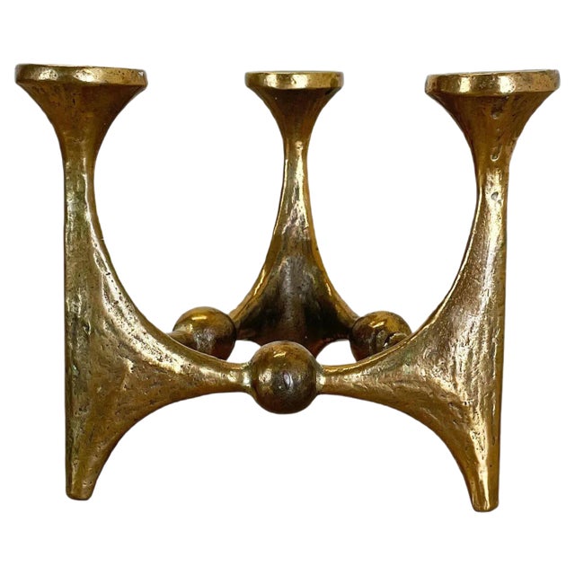 Mid-Century Brutalist Bronze Candleholder by Michael Harjes, Germany, 1960s For Sale