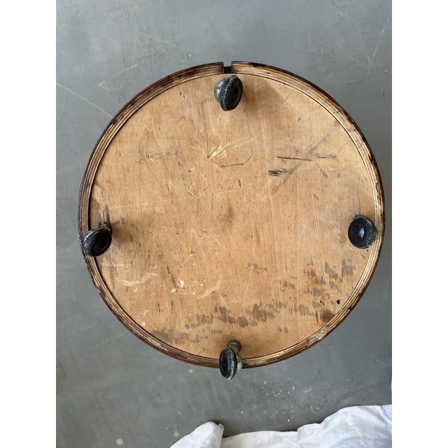 Mid-Century Modern Leopard Print Velvet and Teak Pouf, Italy, 1970s For Sale - Image 10 of 12