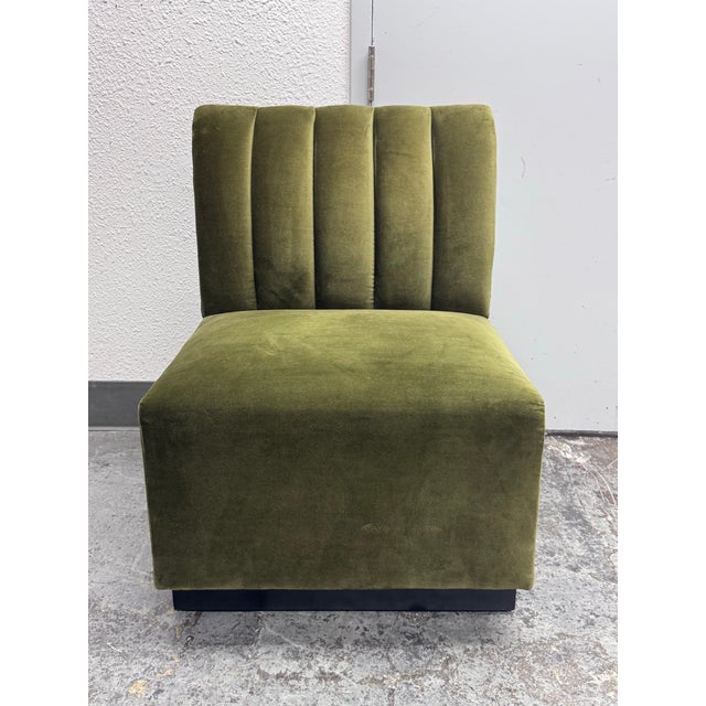 Williams-Sonoma Garbo Olive Green Velvet Curved Banquet, Set of Two For Sale - Image 9 of 12