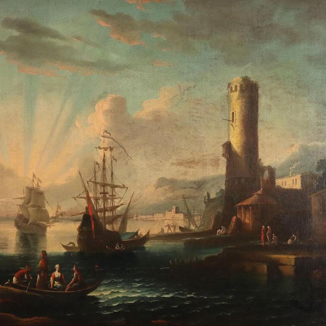 French School Artist, Port Scene, 1700s, Oil on Canvas, Framed For Sale - Image 3 of 13