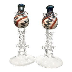 Venetian Style Hand-Blown Art Glass Salt & Pepper Shakers- a Pair