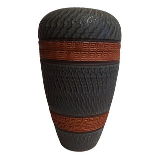 Mid-Century Ceramic Vase with Handcrafted Decor, Germany, 1960s For Sale