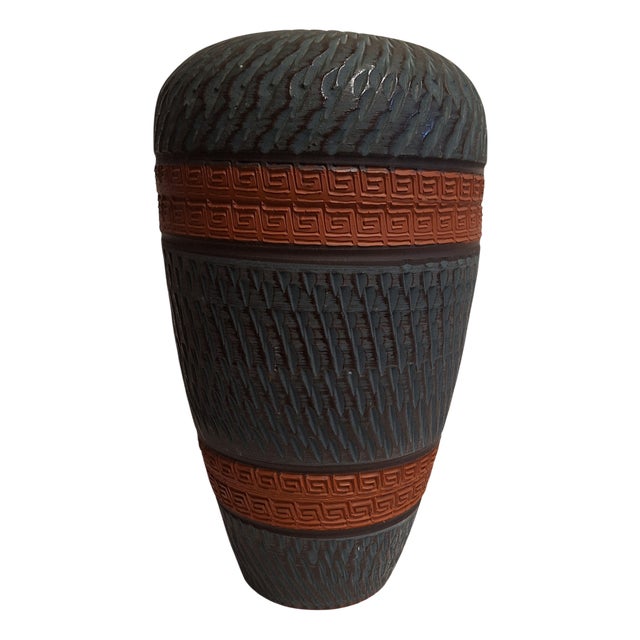 Mid-Century Ceramic Vase with Handcrafted Decor, Germany, 1960s For Sale