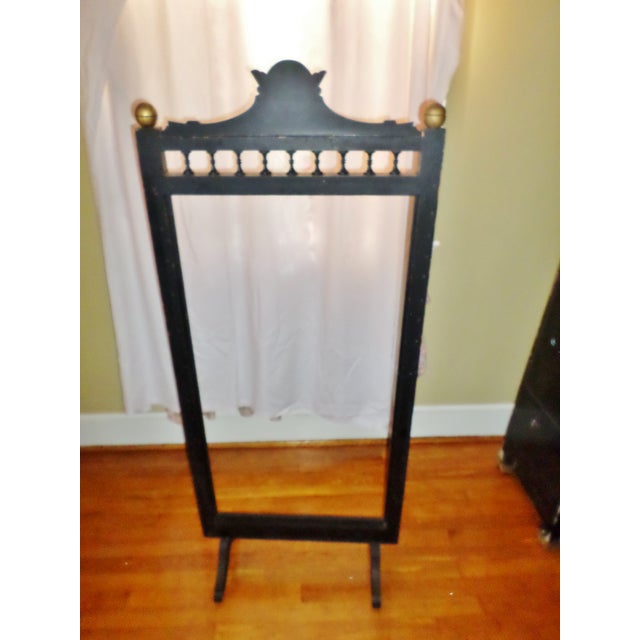 Victorian Antique Ornate Victorian Ebonized With Gold Accents Fire Screen For Sale - Image 3 of 9