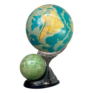 Mid-Century Japanese Earth and Moon Globe from Mahina, 1970s For Sale