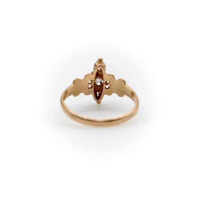 Late 19th Century Late 19th Century 14k Gold Victorian Three-Stone Old Mine Cut Diamond Ring, Size 5.25 For Sale - Image 5 of 9