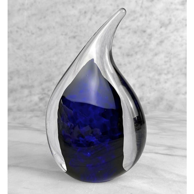 Vintage Art Glass Water Drop Paperweight Sculpture For Sale - Image 4 of 5