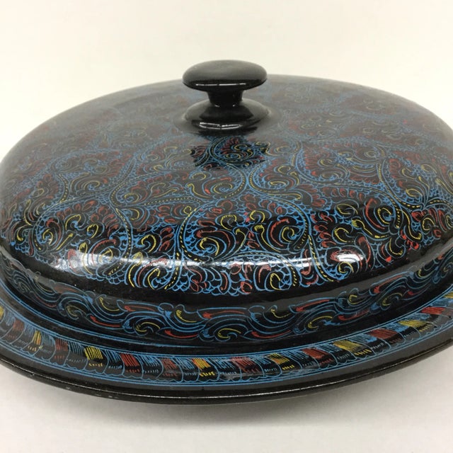 Vintage Kashmir Lacquer Divided Candy Dish For Sale - Image 11 of 11