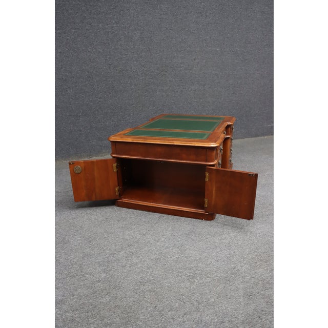 Croquet Cherry Leather-Top Partners Desk Form Coffee Table For Sale - Image 12 of 16