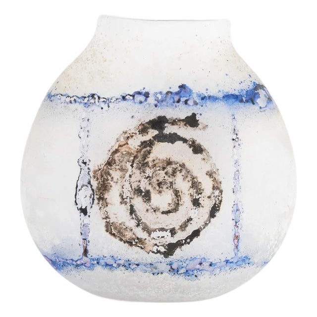 Seguso Arte Vetro Spiral Motif Scavo Glass Vase For Sale