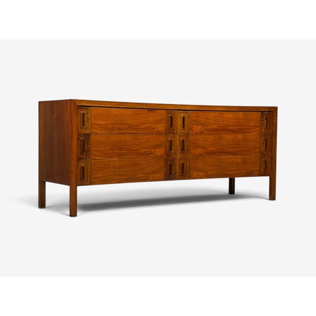 Wood Edmond Spence, Concave Dresser, Stained Wood, Brass, Sweden, 1950s For Sale - Image 7 of 17