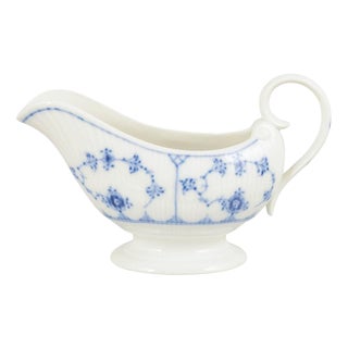 Blue Fluted Plain Butter Sauce Boat from Royal Copenhagen, 1963 For Sale