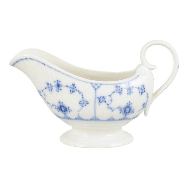 Blue Fluted Plain Butter Sauce Boat from Royal Copenhagen, 1963 For Sale