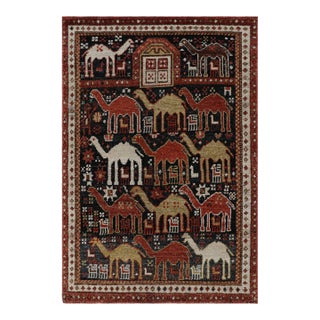 Rug & Kilim’s Shirvan Style Rug in Black With Colorful Camel Pictorials For Sale