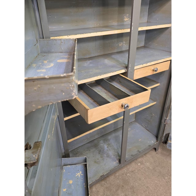 1950s Vintage Metal Kitchen Cabinet with Rounded Edges, 1950s For Sale - Image 5 of 14