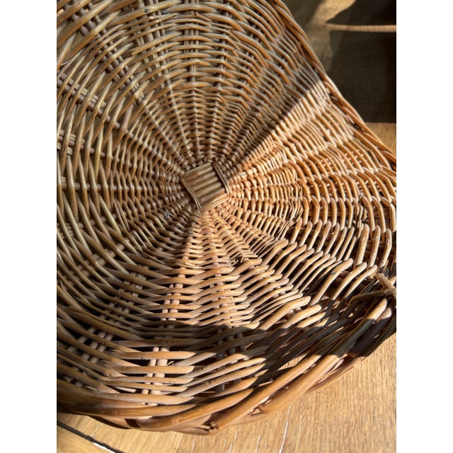 1970s Vintage Wicker Flower Gathering Basket For Sale - Image 4 of 7
