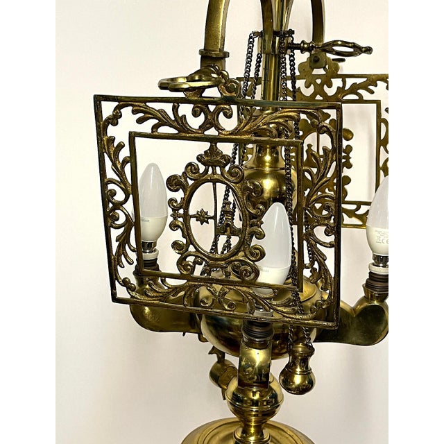 Antique Brass Floor Lamp, 1920s For Sale - Image 9 of 11