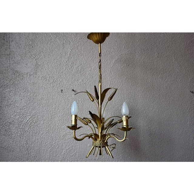 Like a wildflower bouquet suspended in mid-air, this charming vintage chandelier from the 1970s brings a touch of golden...