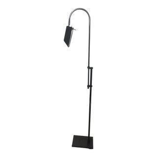 Mid Century Goose Neck Black Metal Floor Lamp For Sale