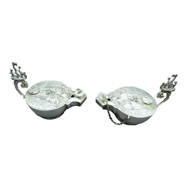 Antique 19th Century Italian 800 Silver Galleon Ships Spirit Lamps- Set of 2 For Sale