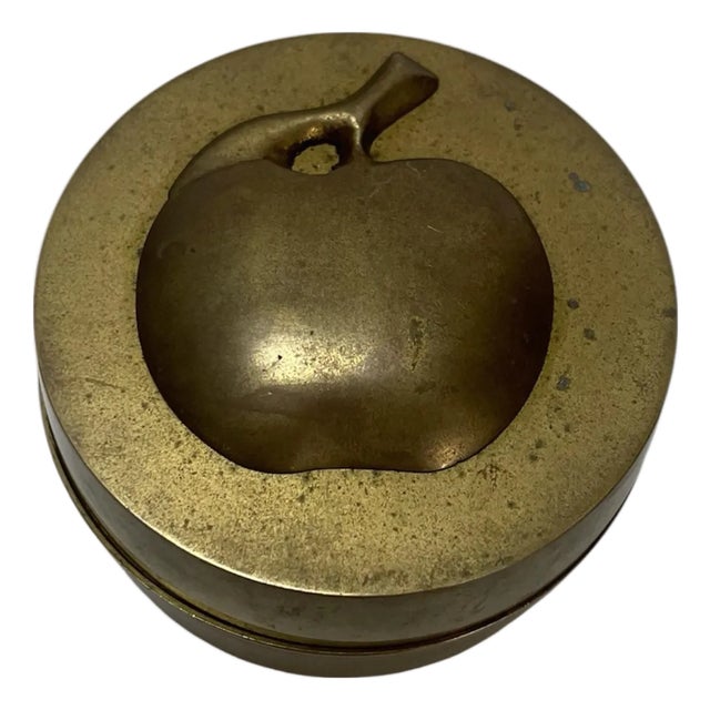 Vintage Heavy Brass Apple Container For Sale
