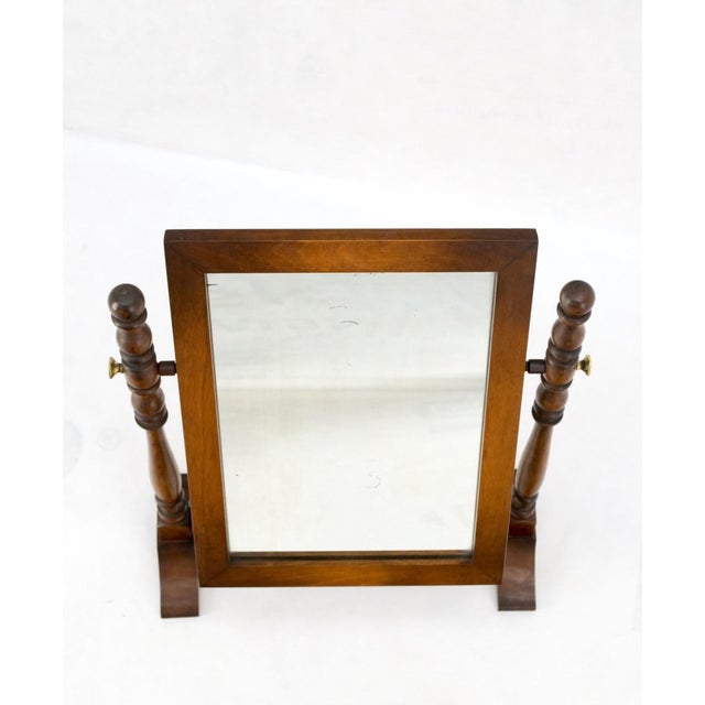 Brown Country Style Brass & Colonial Maple Shaving Mirror For Sale - Image 8 of 11