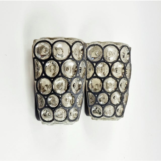 Rare mid-century wall lights/sconces from limburg, germany's leading glasswork, renowned for its premium and modernist...