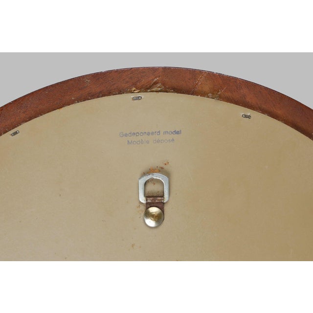 French Round Wooden Mirror with Blue and White Glass Decoration, 1960s For Sale - Image 9 of 10