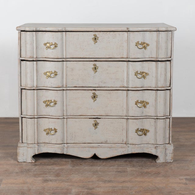 Rococo Large 19th Century Gray Rococo Chest of Four Drawers For Sale - Image 3 of 18