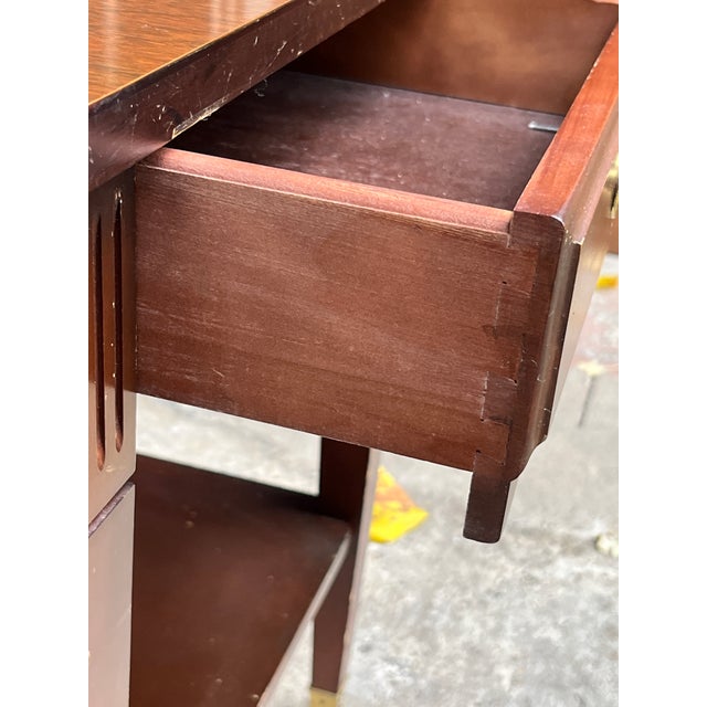 Vintage 1960s Set of 2 Mersman End Tables on Wheels and Pull Out Drawer For Sale - Image 12 of 12