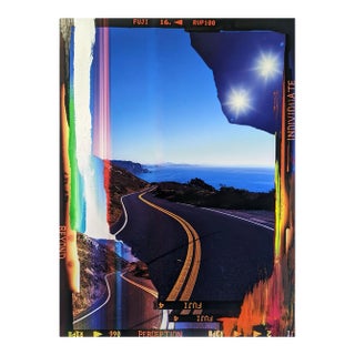 Contemporary Abstract Photograph Acrylic Paint on Wood Mount Photography/Painting "Meta Road, Individuate, California Hwy 1" by Jason Engelund For Sale