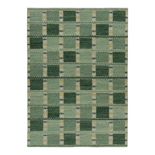 Rug & Kilim’s Scandinavian Style Rug in Green Tones, With Geometric Patterns For Sale