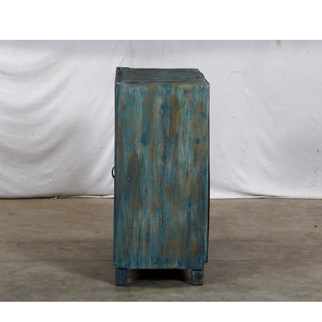 1900 - 1909 Antique Indian Painted Teakwood Buffet Cabinet For Sale - Image 5 of 7