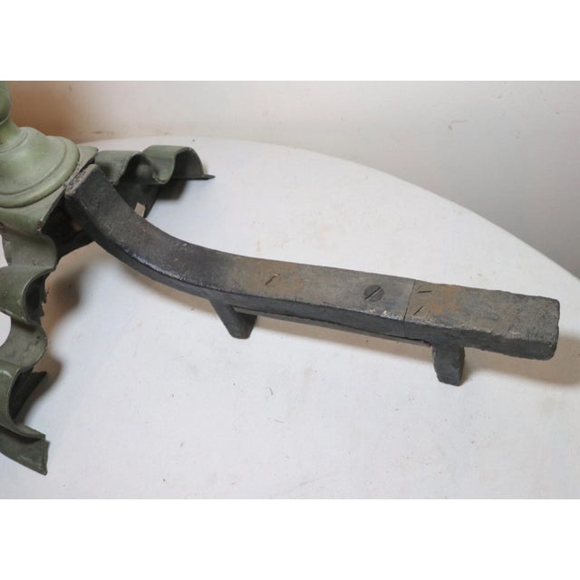 Pair of 2 Antique Ornate Victorian Nude Lady Brass Cast Iron Fireplace Andirons For Sale - Image 9 of 12