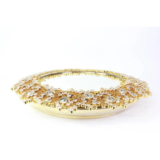 Gilded Brass and Crystal Glass Backlit Mirror from Palwa, Germany For Sale - Image 4 of 8