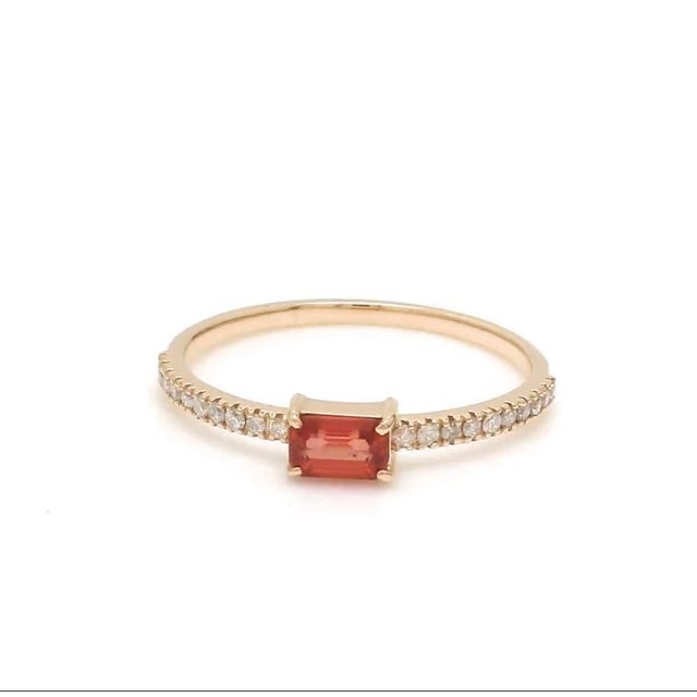Natural 0.37 cts red sapphire & 0.14 cts diamond ring 14k gold For Sale - Image 10 of 18
