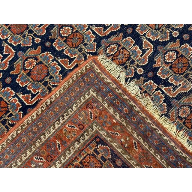 Ink Blue Antique Persian Afshar Rug 3'8" X 3’10” For Sale - Image 8 of 8