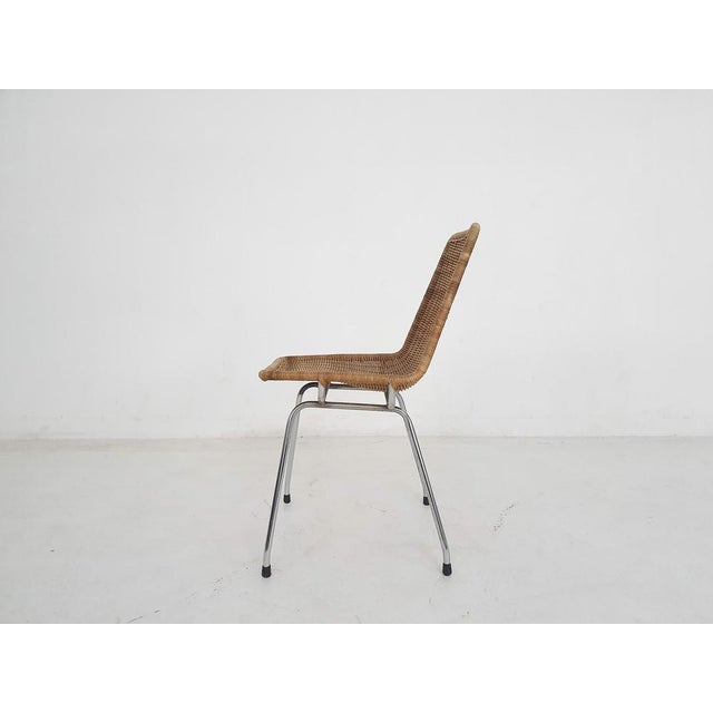 Mid-Century Rattan and Metal Dining Chair, the Netherlands, 1960s For Sale - Image 4 of 4