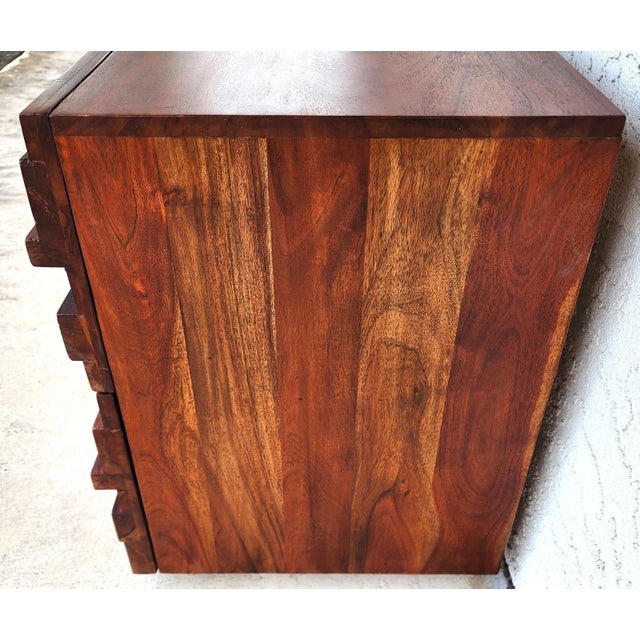 MCM Solid Exotic Wood Bachelor Chest & Nightstands Bedroom Suite For Sale - Image 17 of 18