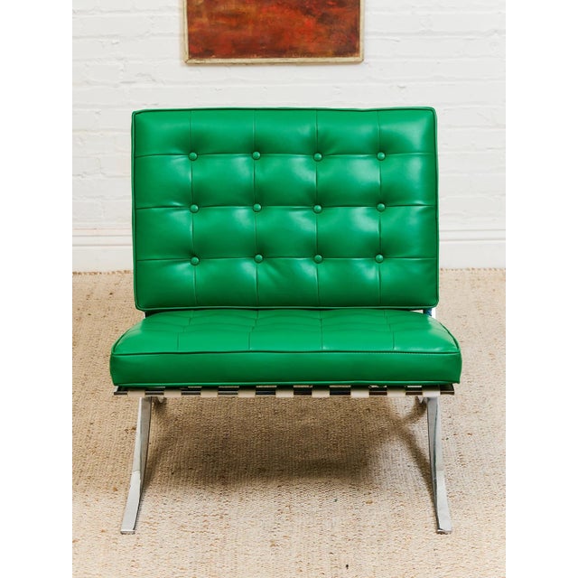 Modern Mid 20th Century Styled After Kelly Green Barcelona Style Chair For Sale - Image 3 of 12