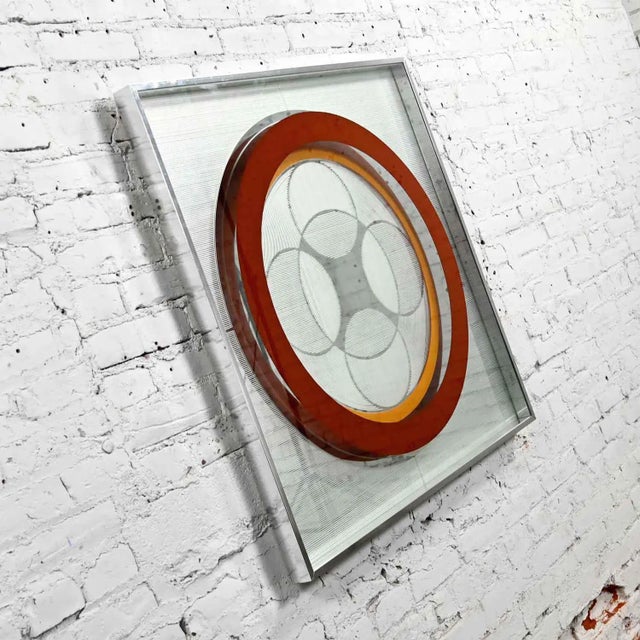 Burnt Orange Vintage Modern Mod Op Art or Pop Art Mirror by Greg Copeland Style #1034 For Sale - Image 8 of 13