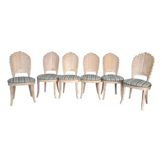 1970s Venetian Grotto-Style Scalloped Shell-Back Dining Chairs For Sale