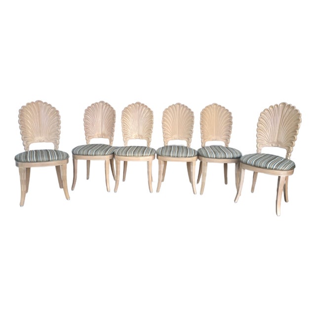 1970s Venetian Grotto-Style Scalloped Shell-Back Dining Chairs For Sale