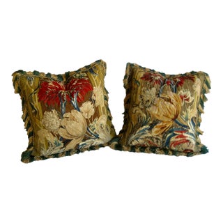 Pair of Brussels Tapestry Pillows From 1700 Hundreds For Sale